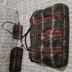 COACH Vintage Poppy Tartan print Tote + accs